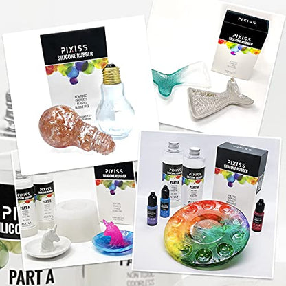 Gallon Silicone Mold Making Kit Liquid Silicone Rubber Bubble Free Translucent Clear Mold Making Silicone, Disposable Epoxy Resin Mixing Cups Clear Plastic 10-Ounce 50-Pack