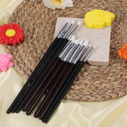 15 Pcs Silicone Sculpting Tools, Flexible Clay Carving Tools Pottery Tool 5 Shapes Head Silicone Paint Brushes Rubber Tip for Handicraft Pottery Artwork Shaping Carving DIY Nail