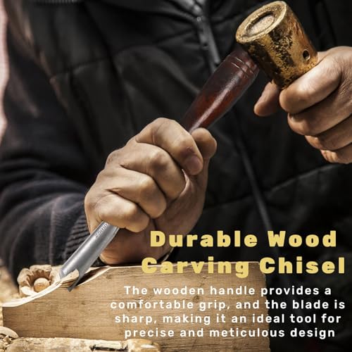 Covzoe 12 Pieces Wood Chisel Set, Woodworking Carving Tools with Wooden Box, CR-V Steel Edge Blade with Premium Wood Handle, Professional Wood Gouge Turning Tools for Craftsman Carpenter Beginners