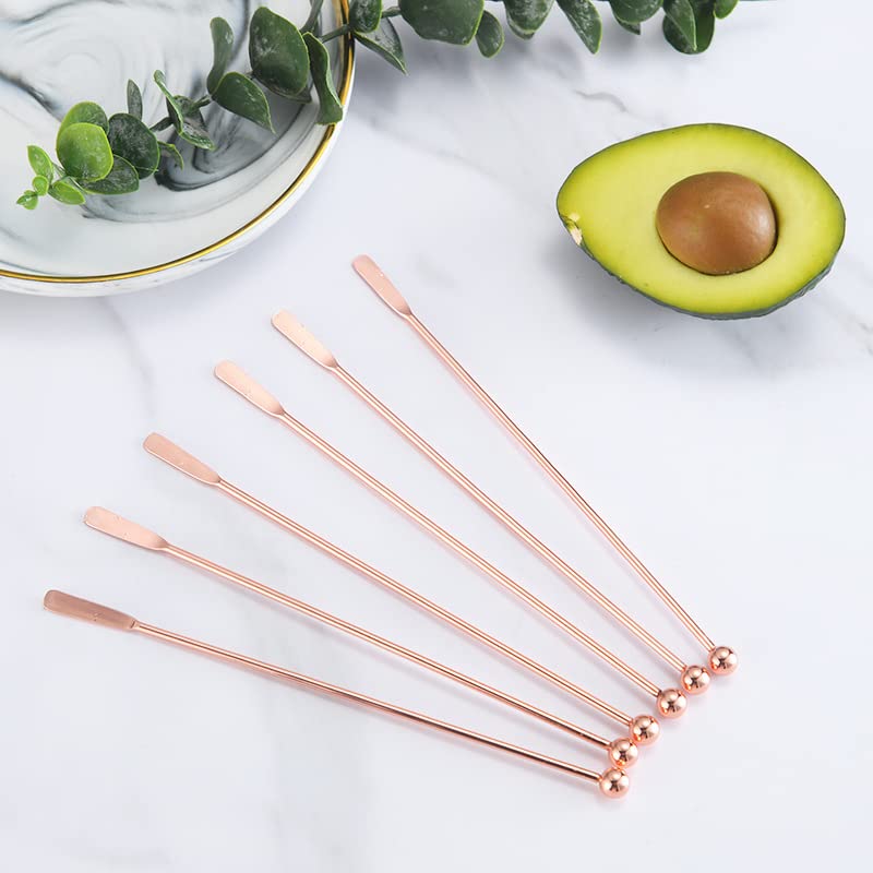 10 pcs Stainless Steel Coffee Beverage Stir Sticks Cocktail Stirrers Drink Swizzle Stick 7.4" Swizzle Stick Picks Tools Rose Gold - color: Rose Gold-10 Pieces