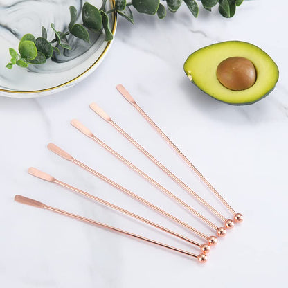 10 pcs Stainless Steel Coffee Beverage Stir Sticks Cocktail Stirrers Drink Swizzle Stick 7.4" Swizzle Stick Picks Tools Rose Gold - color: Rose Gold-10 Pieces