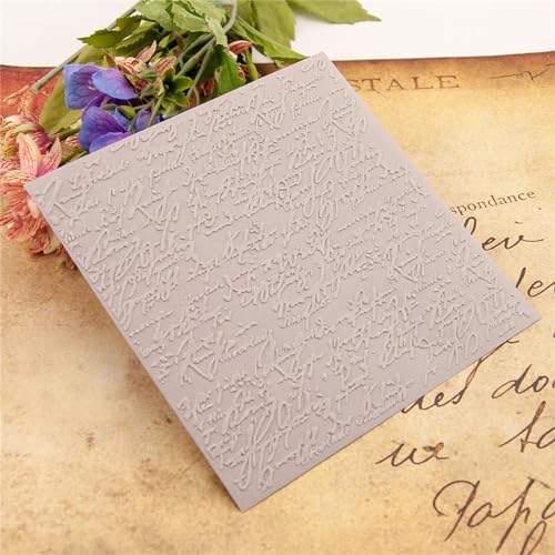 English Text Background Texture Plastic Embossing Folders for Cards Making English Background Embossing Stencils for DIY Paper Crafts Scrapbooking Polymer Clay Decoration