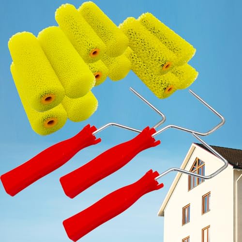 15-Piece Paint Roller Brush Set, 3 Sizes (S/M/L) Texture Rollers with 3 Handles, Wall Painting & Art Coating Tools for Home DIY Decoration, Interior & Exterior Projects