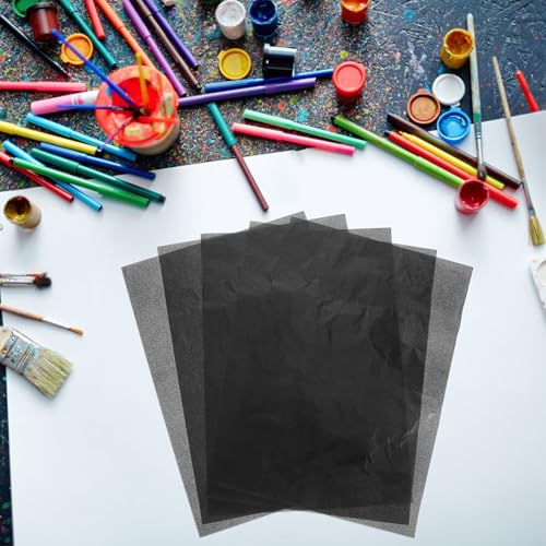 Cabilock 50 Sheets A4 Graphite Transfer Paper Carbon Tracing Sheet Black Single-Sided for Artists Crafters Canvas Drawing and Clothing Pattern Tracing