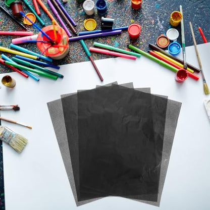 Cabilock 50 Sheets A4 Graphite Transfer Paper Carbon Tracing Sheet Black Single-Sided for Artists Crafters Canvas Drawing and Clothing Pattern Tracing