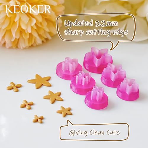 KEOKER Spring Clay Cutters, Spring Polymer Clay Cutters Flowers, Small Flower Clay Cutter, 12 Shapes Polymer Clay Cutters for Earrings, Polymer Clay Tools, Polymer Clay Earring Making Kit - color: C Color