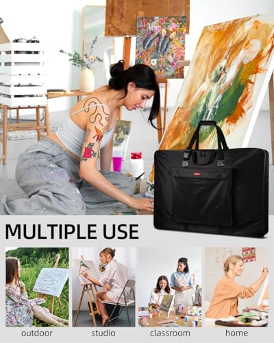 Nicpro Art Portfolio Bag 24 x 36 Inches Waterproof Nylon Artist Carrying Bag Soft Sided with Shoulder Strap, Storage Case for Artwork Sketch Drawing Canvas Photography Poster Solar Panel - size: 24 x 36 inches