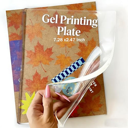 Funria Gel Printing Plate with 7.2"X6.2" Reusable Gel Printing Plate, Crafts Printmaking Supplies for Mixed Media Art Monoprinting Card Making - color: 1pc