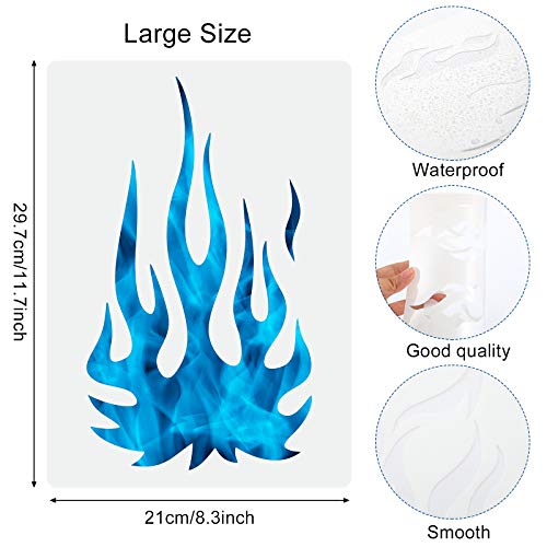 5 Sheets Flame Stencil Airbrush Flame Fire Stencil Fire Reusable Templates Painting Decor Template for Arts Window Wall Crafts Painting Decorations(11.7 x 8.3 Inch) - size: 11.7 x 8.3 Inch