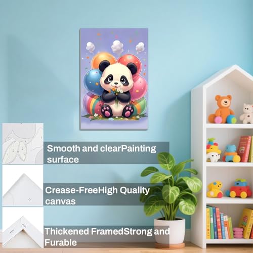 WEMEON Panda Paint by Numbers Kit for Kids with Frame and Easel, Easy Paint by Numbers Kits for Kids Ages 8-12, Small Painting by Number for Birthday Gift, Painting Party(10X12inch) - color: DAYH-0072-US(8X12inch)