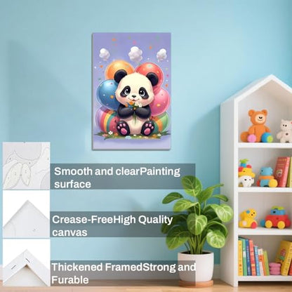 WEMEON Panda Paint by Numbers Kit for Kids with Frame and Easel, Easy Paint by Numbers Kits for Kids Ages 8-12, Small Painting by Number for Birthday Gift, Painting Party(10X12inch) - color: DAYH-0072-US(8X12inch)