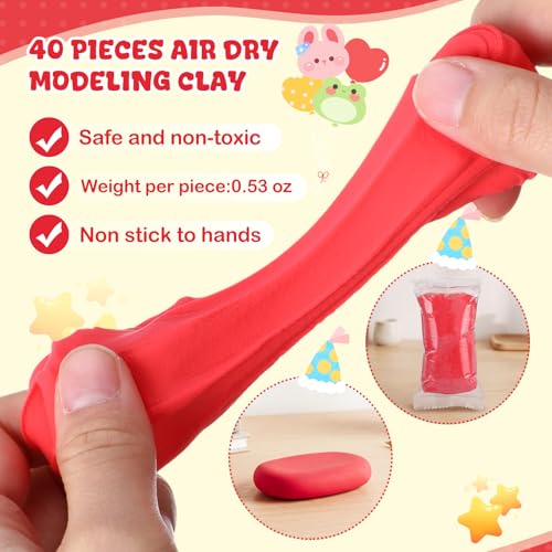 VioraWhite 40 Pcs 21oz Air Dry Clay Bulk Modeling Ultra Lightweight Foam Modeling Clay for Kids Adults DIY Crafts Party Arts and School Project Gifts Supplies (Red) - color: Red