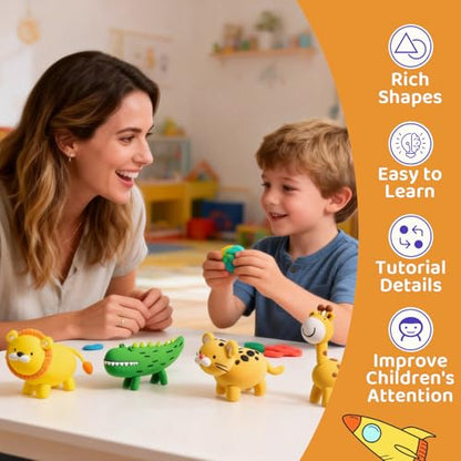 Both idea Air Dry Clay Kit, Animal Theme | 12 Packs, Non-Toxic Kids Gift | School & Party: Perfect for classroom art activities, birthday party favors, creative family DIY, and holiday celebrations. - style: Wild Kingdom
