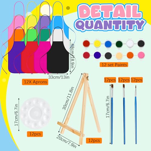 Ireer 12 Set Paint Party Set 8 x 10 Sip and Paint Kit Include 12 Printed Pre Drawn Canvas Panel, Wooden Easels, Palettes, Pots, Apron 36 Brushes for Adult Art DIY Party(Inspirational) - style: Inspirational