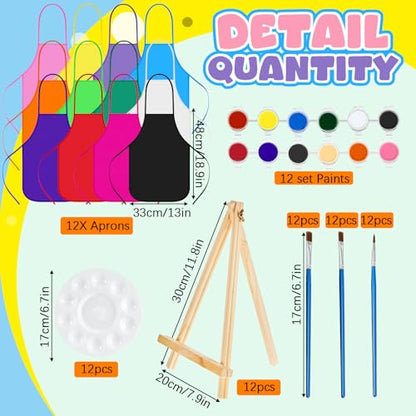 Ireer 12 Set Paint Party Set 8 x 10 Sip and Paint Kit Include 12 Printed Pre Drawn Canvas Panel, Wooden Easels, Palettes, Pots, Apron 36 Brushes for Adult Art DIY Party(Inspirational) - style: Inspirational