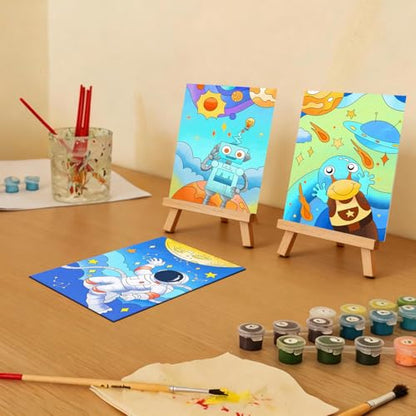 12 Packs Pre Drawn Canvas to Paint, Space Party Favors Pre Printed Canvas, Pre Stretched Canvas Outline Painting Boards for Beginners, Party Favor (5" X 7") - style: Space