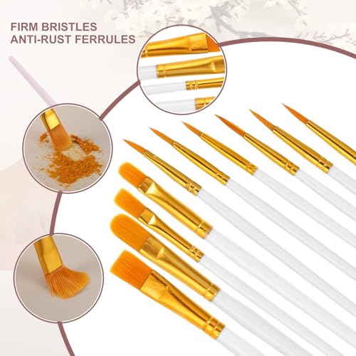 PATIKIL Paint Brushes Set, 100Pcs Acrylic Paint Brush Nylon Hair for Watercolor Oil Painting Miniature Detailing Rock Painting, White - color: White