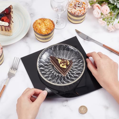 BENECREAT 2Pcs Anti-Slip Silicone Mat, 8x8 Inch Waterproof Silicone Placemats, Black Heat Insulation Silicone Pad for Craft DIY, Nail Art, Countertop Protector, 2mm Thick