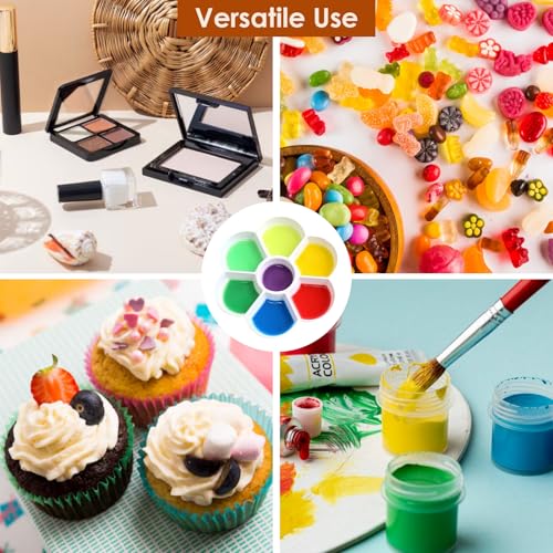 15 Pack Round Paint Palettes, 6.7''Paint Tray Palettes with 7 Wells, White Plastic Paint Mixing Tray Watercolor Painting Dish for Oil DIY Art Gouache, Easy to Clean