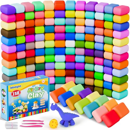 Ixiaoyoo Air Dry Clay for Kids, 158 Colors Modeling Clay Kit, DIY Model Toys with Sculpting Tools, Safe & Non-Toxic, School Arts & Crafts, Home Party Favors, Birthday Gifts for Boys & Girls Aged 3–12 - color: 158 Colors