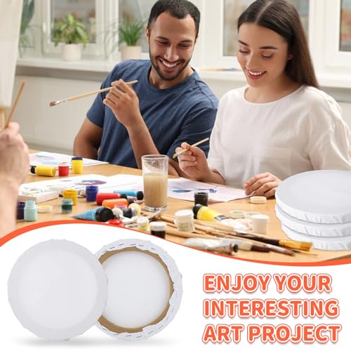 JMIATRY 10PCS Round Canvases for Painting 8 Inch, Circle Canvas Boards | 16mm Thick, Blank Circle Canvas Panels, Pre-Stretched, Cotton, White Canvas Board for Oil, Acrylic, Gouache, Crafts