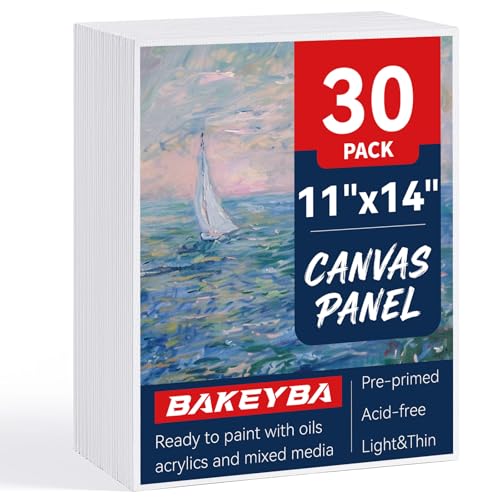 Canvas Boards for Painting 30 Pack 11x14 Inch Canvas Panels, 100% Cotton White Blank Art Supplies for Acrylics Oil Watercolor Tempera Paints - size: 11"x14"-30pcs