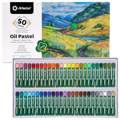 Artecho Oil Pastels Set of 50 Colors (8 x 60 mm) & Neon Oil Pastels Set of 12 Colors (10 x 70 mm)