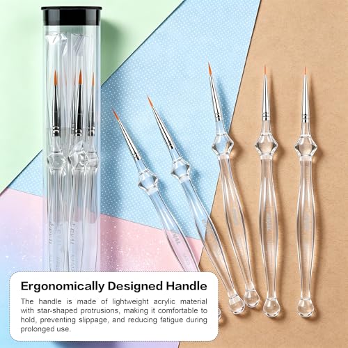 Detail Paint Brushes Set 5pcs Miniature Brushes for Fine Detailing & Art Painting, Mini Painting Brush for Acrylic, Oil, Watercolor, Gouache, Models