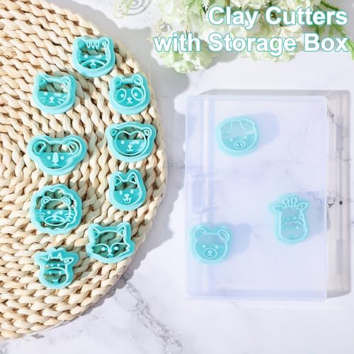 ORIGACH 12 Style Cute Animal Clay Cutters, Animal Studs Polymer Clay Cutters Set Cat Bear Pig Cow Clay Cutters for Earring Making Small Animal Face Studs Clay Cutters for Jewelry Making - style: Animal