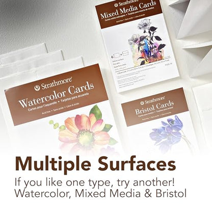 Strathmore 400 Series Cards, Bristol, Announcement Size, 3.5x4.875 inches, 6 Pack, Envelopes Included - Custom Greeting Cards for Weddings, Events, Birthdays - size: 3.5x4.875, style: 6 Pack