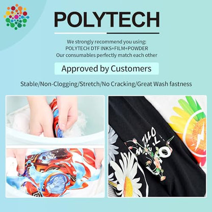 Polytech DTF White Ink 1000ML, Heat Transfer Printing Direct to Film, DTF Transfer Ink for PET Film, High Coverage Refillable DTF Ink for All DTF Printers - size: WH 1000ML