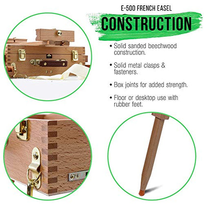 U.S. Art Supply Large Beechwood French Easel, Adjustable Plein Air Easels Sketchbox Tripod for Field & Studio Painting Easel for Adults, Drawing, Display - Portable with Artist Drawer & Palette - style: Easel