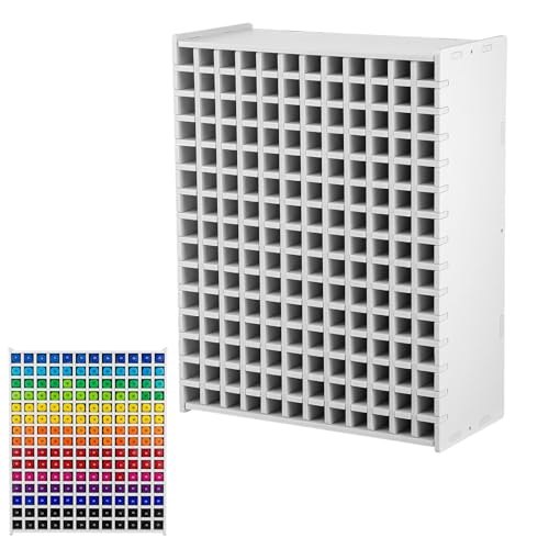 Marker Organizer Holder for 180 Markers, Art Supply Storage Rack with Adjustable Dividers, Desktop Pen Holder for Colored Pencils and Brushes, White