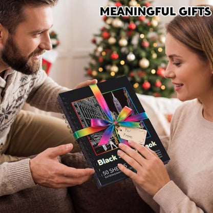 100 Sheets Black Paper Sketchbook(2 Pack), 108 lb/160gsm Heavyweight Black Sketch Pad 5.5×8.5in, Acid-Free Drawing Paper, Spiral Bound Sketch Book for Kids, Teens, Artist - size: 5.5×8.5 Inch (2 Pack )