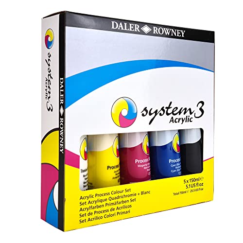 Daler Rowney System3 5-Tube Acrylic Paint Set for Adults - Acrylic Painting Supplies for Artists and Students - Acrylic Paints for Murals Canvas and More - Art Paints for Any Skill Set - style: 5 Pack, Medium Body