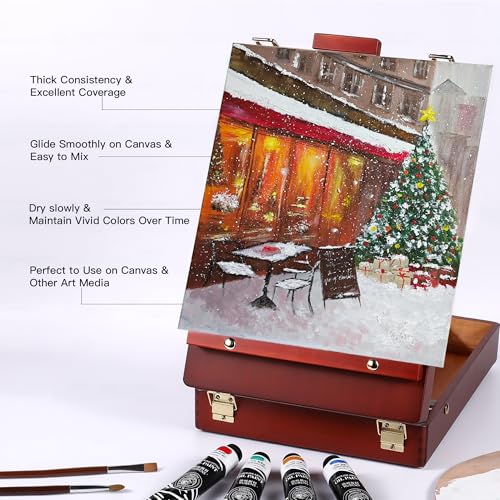 rubens Oil Paints Set 10 Colors with Filbert Paint Brushes Set, 2 OZ Landscape Colors for Canvas, Professional Oil Paint Kits for Artists, Beginners