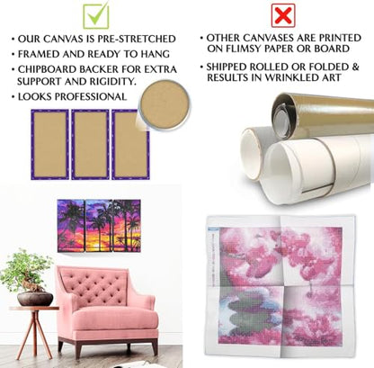 ArtSkills Diamond Painting Kit, Diamond Art Ready to Hang Framed Canvas with Storage and Accessory Kit, Mythical Wolf, 3 Stretched Canvas Panels, 14” x 7” Each - color: Mythical Wolf