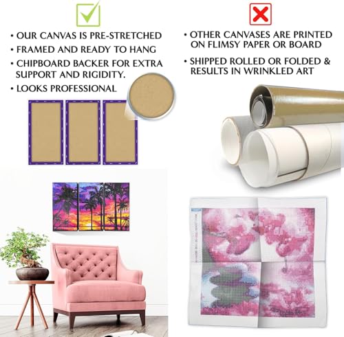 ArtSkills Diamond Painting Kit, Diamond Art Ready to Hang Framed Canvas with Storage and Accessory Kit, Enchanted Butterflies, 3 Stretched Canvas Panels, 14” x 7” Each - color: Enchanted Butterflies