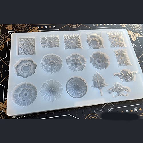 Crystal Epoxy Embossed Flower Pattern Mold Plaster Mold Decoration Silicone Pendant for Craft Silicone Pendant for Resin Casting