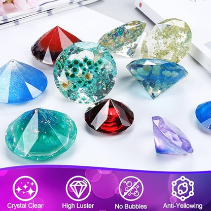 Puduo Epoxy Resin Kit for Beginners 22OZ, Resin Kit with Molds, Epoxy Resin Kit wiht Dried Flowers, Measuring Cups and Resins Supplies, Easy to Mix 1:1 Ratio