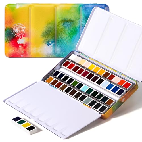 Paul Rubens Watercolor Paint Set, 48 Colors Solid Watercolor Paint, Easy To Blend And Diffuse Watercolor Palette, Compact And Portable Travel Watercolor Set Suitable For Beginners And Professionals - color: 48 Colors