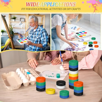 Nuanchu 36 Pcs Tempera Paint Cakes with Tray 9 Colors 2.24 x 0.71 Inch Giant Tempera Paint Set Painting Cakes Tray Palette with Paintbrush Paints Blocks Adults Art Supplies Crafts Drawing Artists