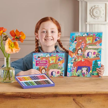 eeBoo Oil Pastels Mushroom House - 36 Artist-Quality Blendable Color Sticks, Bold Pigments for Drawing & Blending, Sliding Gift Box, Kids Ages 5+ - style: Yumi's Mushroom House