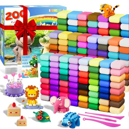 MuseLuxe Air Dry Clay - 200 Pack Modeling Clay Kit with 3 Sculpting Tools,Safe & Non-Toxic,DIY Magic Toys Gifts for Boys,Girls,Kids - color: 200 Colors