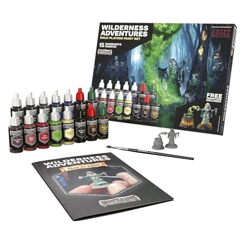 The Army Painter GameMaster: Wilderness Adventures Role-playing Paint Set, 15x18 ml Warpaints Fanatic Acrylic, 1 GameMaster Drybrush, 1 FREE Hard-plastic snap-fit Hag Miniature - color: Wilderness Adventures Paint Set