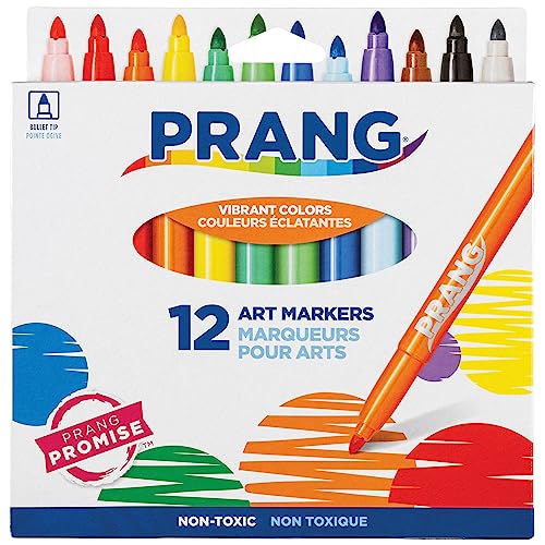 Prang Classic Art Markers, Bullet Tip, Assorted Colors, 12 Count - size: 12 Count (Pack of 1)