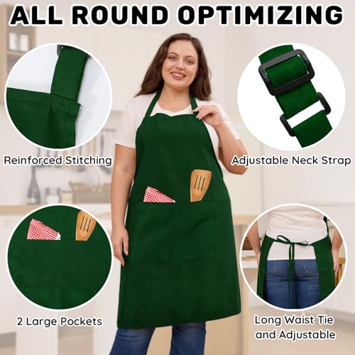 2 Pack Plus Size Waterproof Cooking Chef Apron with 2 Pockets for Men Women - color: Green