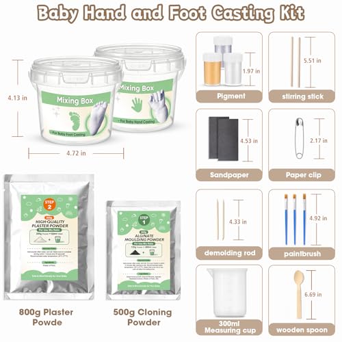 Sortnic Baby Casting Kit Hands and Feet Mold (4 Pack), Newborn Hand Footprint Baby Keepsake, 3D Plaster Hand Mold Casting Kit for Babies 0-9 Months, First Time New Mom Gifts, Baby Shower Birthday Gift