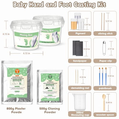 Sortnic Baby Casting Kit Hands and Feet Mold (4 Pack), Newborn Hand Footprint Baby Keepsake, 3D Plaster Hand Mold Casting Kit for Babies 0-9 Months, First Time New Mom Gifts, Baby Shower Birthday Gift