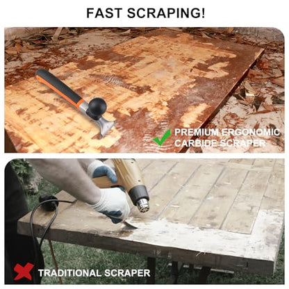 Premium Ergonomic Carbide Scraper,2-1/2",Scraper Tool for Removing Varnish, Paint, Glue, Resin, Dry Glaze, Stains, Putty, Scratch